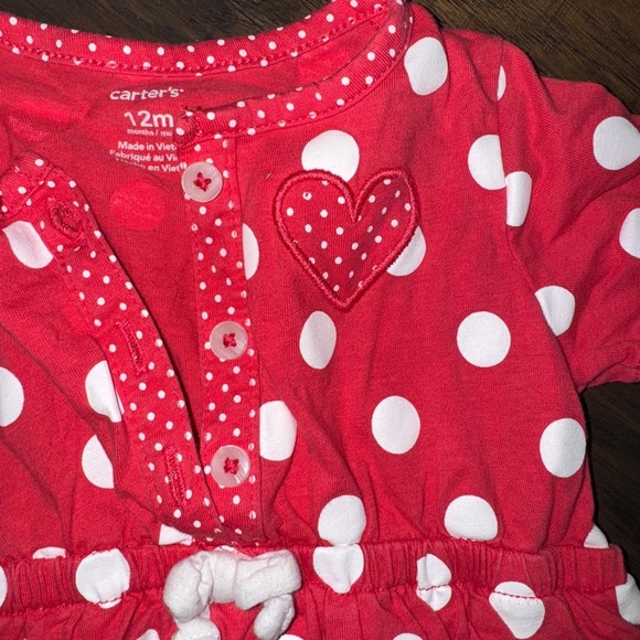 Carter's Red Baby Dress with Polka Dots and Heart - Picture 2 of 5